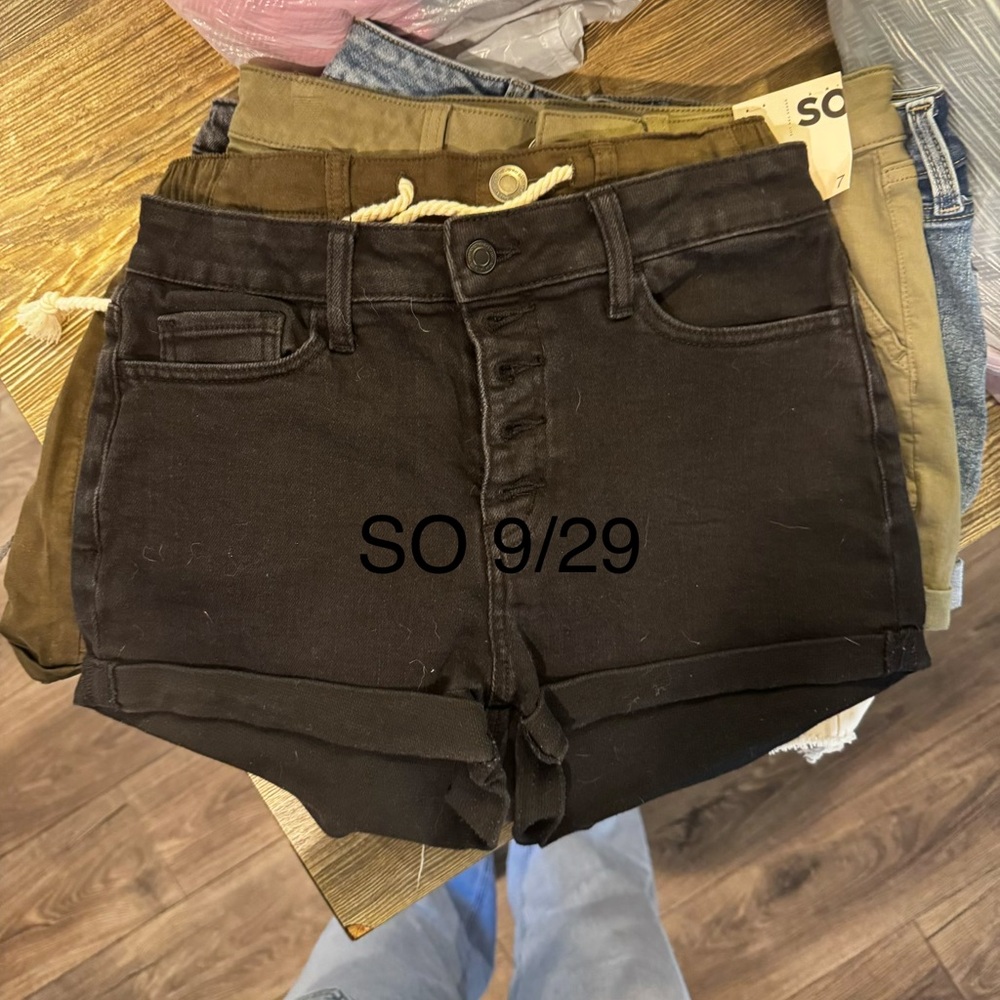 SO Black High-Rise Button-Fly Denim Shorts